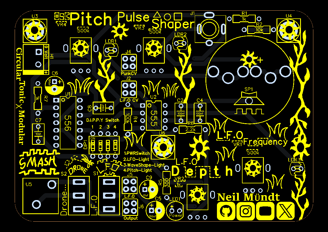 CircularTonic's tweet photo. I am liking this Yellow on Black Silkscreen for my PCB card. But it is pretty Pricey #synth #synthwave #synthesizer #eurorack #Modular #eletronics #eurorack #retro #analogue #Engineering https://t.co/RnMnVnE2DQ