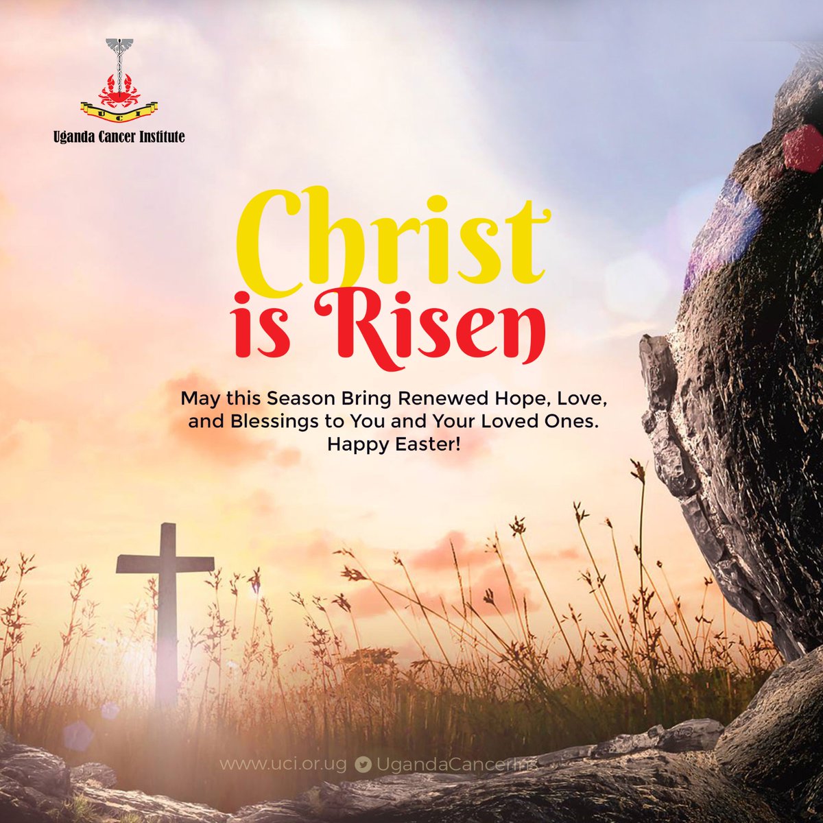 Happy Easter to us all. May the resurrection of Christ bring renewed hope and faith in healing/treatment. Remember, early detection + right treatment guarantees cure for cancer. # FightCancerUg
