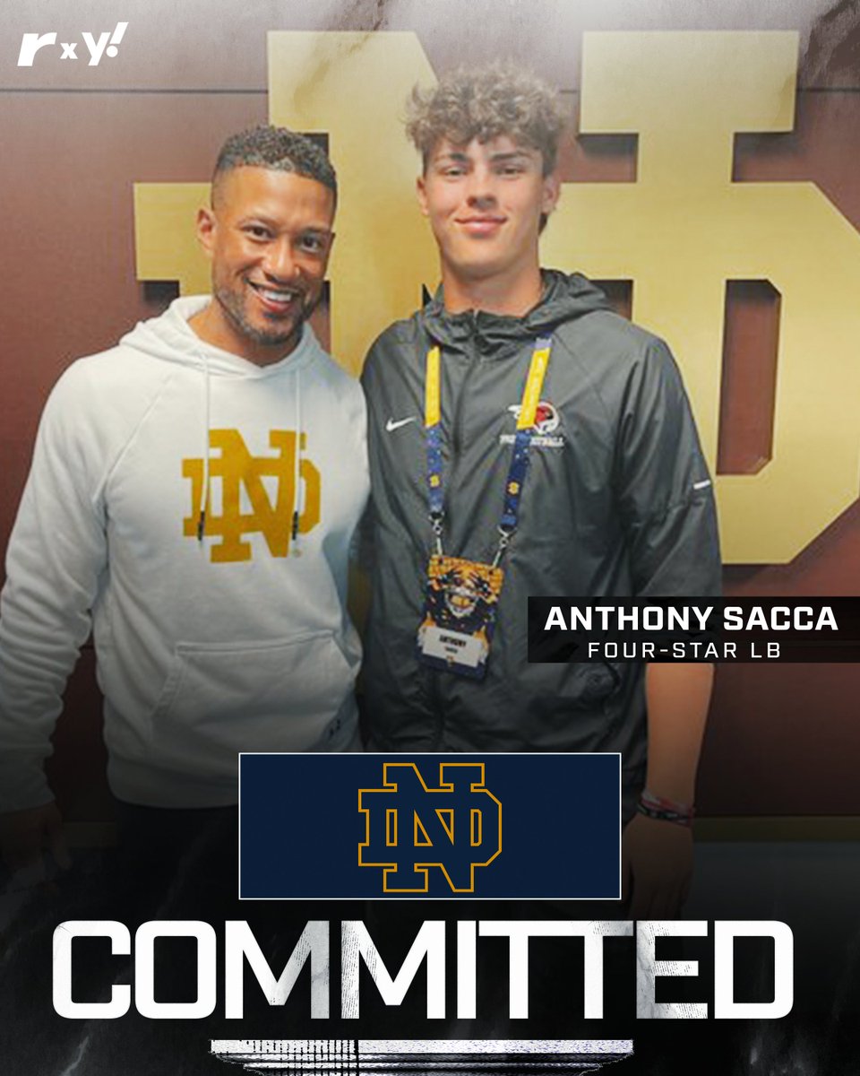 🚨COMMITMENT🚨 4🌟 Anthony Sacca announced he will be heading to NOTRE DAME 'At 6-foot-4, 225 pounds, Sacca has the physical tools to line up at multiple locations on the defense and take on a variety of responsibilities.' - @RivalsFriedman Check out the full live stream
