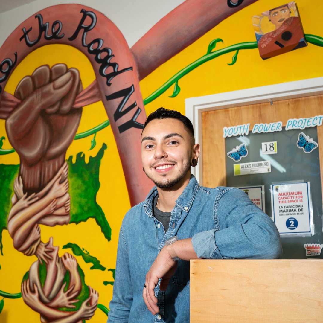 Tomorrow, on International Transgender Day of Visibility, we celebrate individuals like Mateo Guerrero-Tabares, whose work at @MaketheRoadNY helps support transgender communities. During the pandemic, Mateo's 'bike brigade' delivered groceries to 400 families. @FoodBank4NYC
