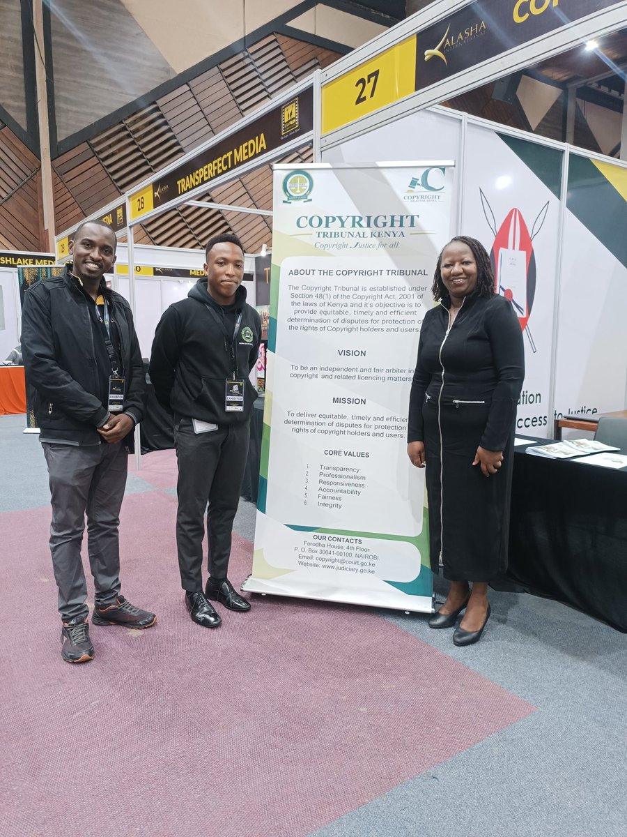 Copyright Tribunal (Kenya) (@copytribunal) on Twitter photo In case you missed us at our Copyright Booth,feel free to reach out to us at the Kalasha Awards happening now at KICC.
Or email us at: copyright@court.go.ke
<a href="/OrtSecretariat/">Tribunals Secretariat</a>
#KalashaInternationalFilmAwards In case you missed us at our Copyright Booth,feel free to reach out to us at the Kalasha Awards happening now at KICC.
Or email us at: copyright@court.go.ke
<a href="/OrtSecretariat/">Tribunals Secretariat</a>
#KalashaInternationalFilmAwards