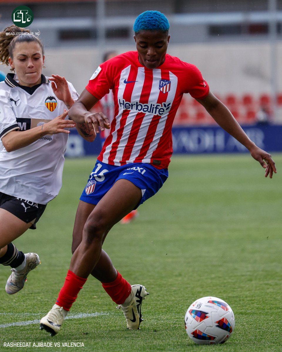 Rasheedat Ajibade scores with a fine header, to lead Atletico de Madrid Femenino to a home league win over Valencia. #AtletiValencia #LigaF