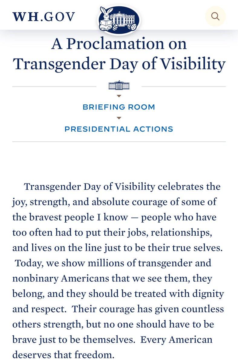 🚨BREAKING: Biden Issues White House Proclamation Declaring EASTER to be 'Transgender Day of Visibility' Disgraceful!