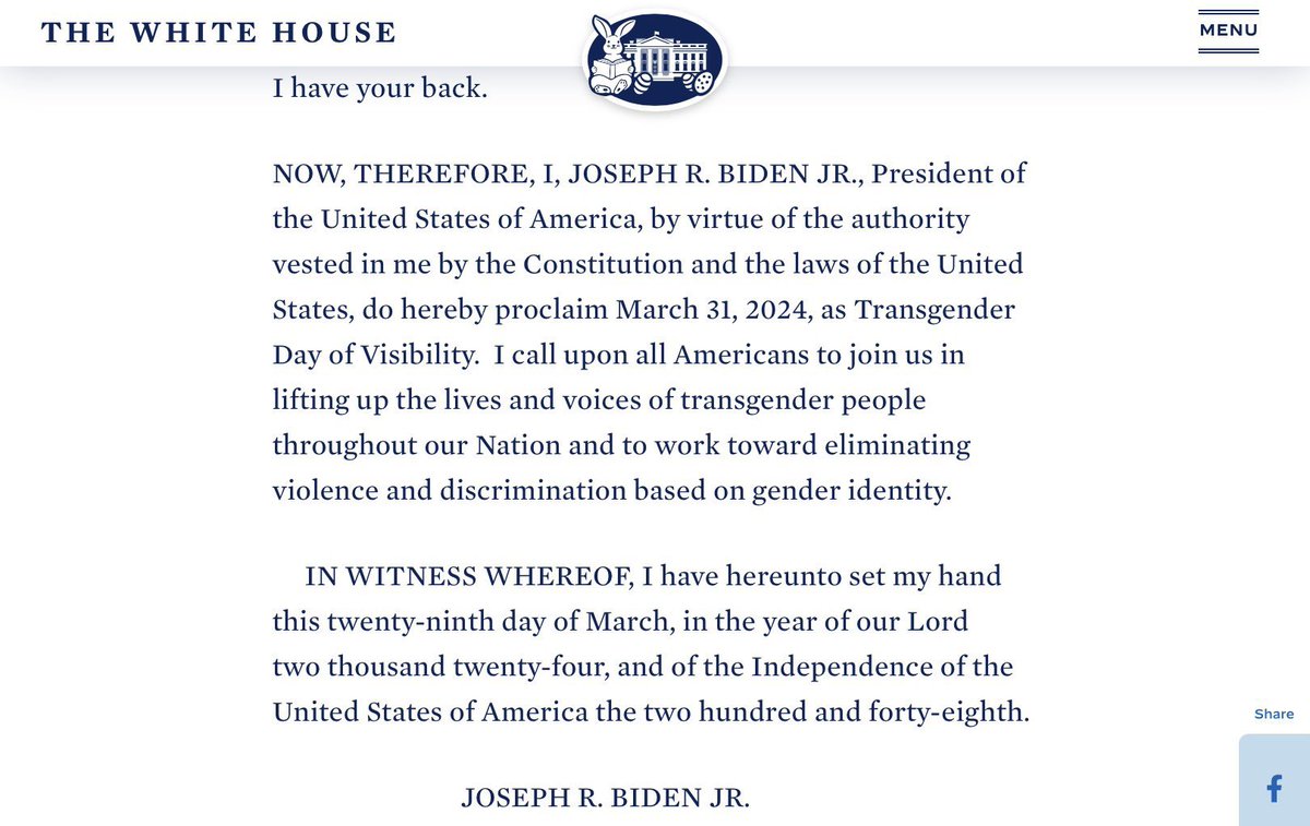 Easter should not be named “Transgender Day of Visibility” Fuck Joe Biden