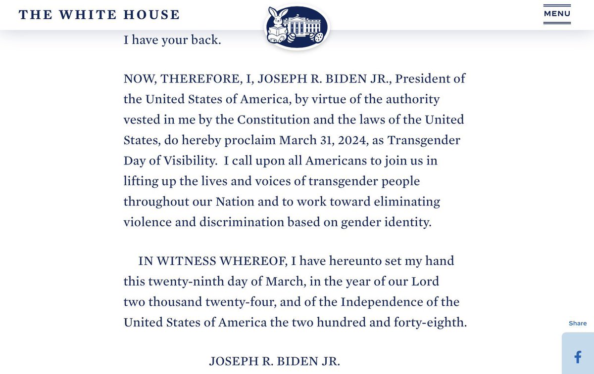 Easter should not be named “Transgender Day of Visibility”

Fuck Joe Biden