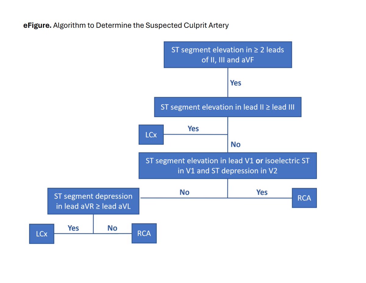 Algorithm for suspected culprit artery in inferior OMI. (for non-inferior OMI, the left system was investigated first)