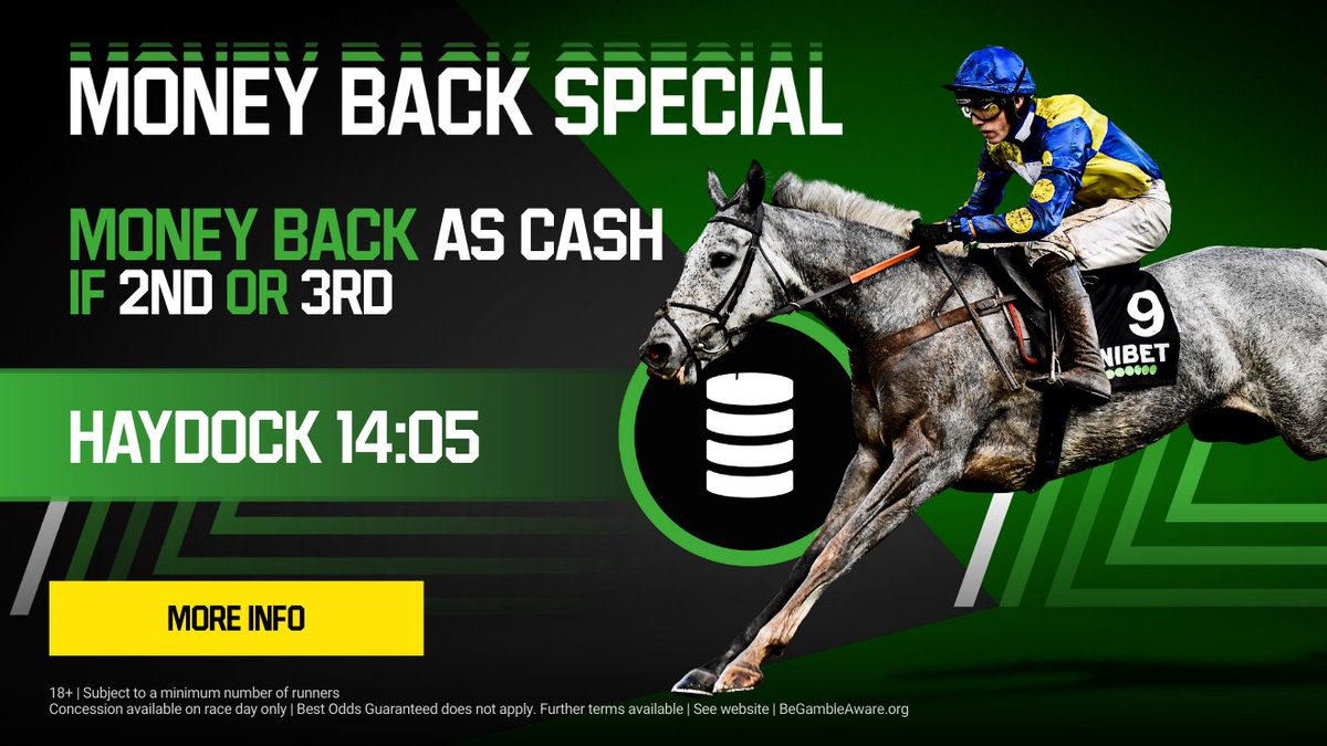 Today’s big race sponsors @UnibetRacing are paying money back as cash if 2nd or 3rd in today’s class 2 hurdle handicap at 14:05. Full details below. Opt-in required. 18+ T&C's unibet.me/MoneyBack2nd