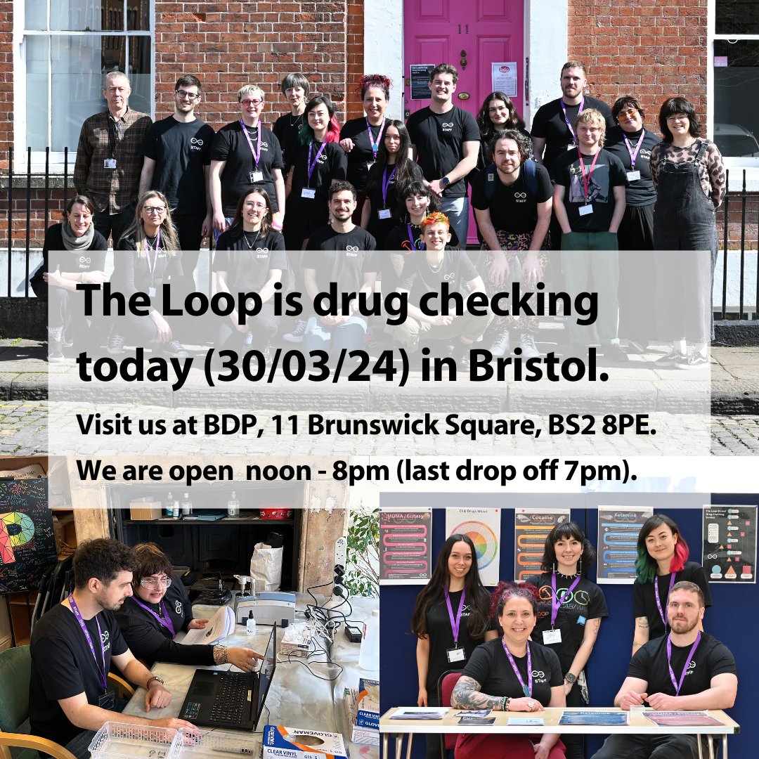 We are back in Bristol for our monthly drug checking service. Visit us at @BDProads (11 Brunswick Square) & we can test substances of concern. Drug checking not only helps individuals reduce risk but build a picture of the drug market for harm reduction communications.