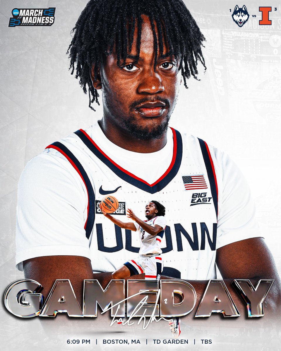 GAMEDAY.

🕕 6:09 p.m.
📍 Boston, MA
🆚 Illinois
📺 TBS

uconnhuskies.com/gameday