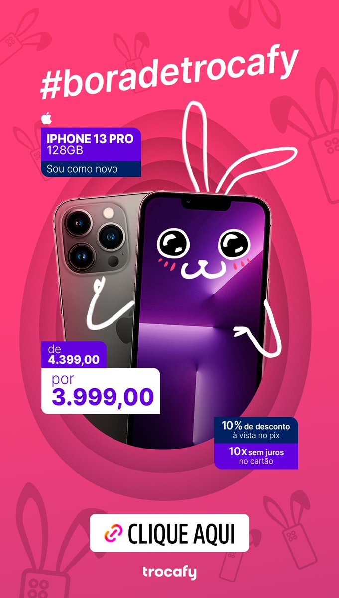 Trocafy_'s tweet photo. 🍫 smartphone mais no precinho que ovo de chocolate 👉 https://t.co/IUoxVgWgyd  #seminovo #iPhone #iphone13pro #trocafy https://t.co/7l274n9M15