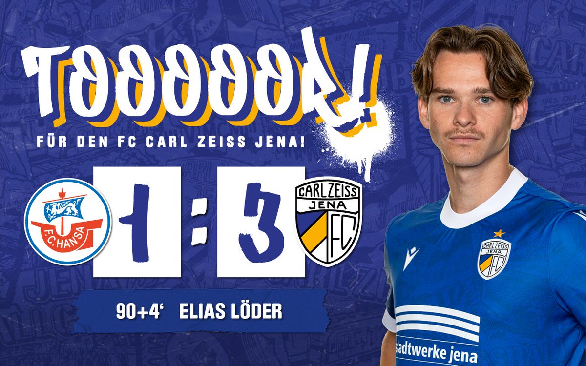 fccarlzeissjena's tweet photo. 93'
Ein Ball zurück zum Torhüter wird viel zu kurz. Elias geht dazwischen und schiebt aus 25 Metern einfach cool an Hagemoser vorbei ins Tor.
Und danach ist Schluss!
1:3 #FCHFCC https://t.co/DVWQ7PFiNT