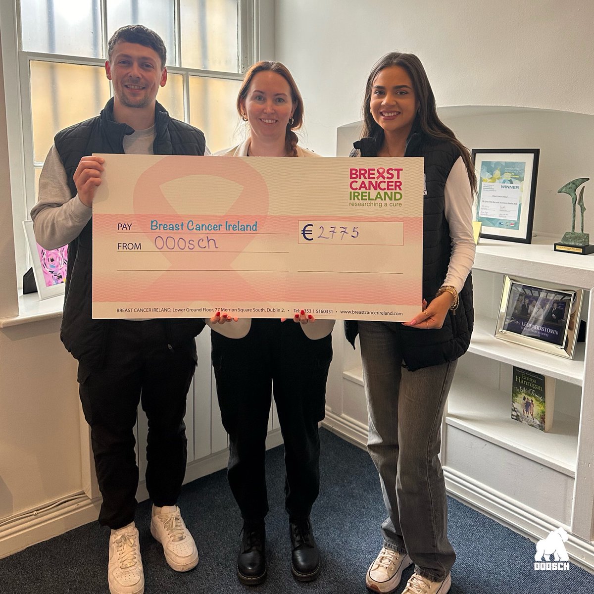 Ooosch Giveaways chose Breast Cancer Ireland as their January charity partner, with €2,775 being raised for breast cancer research and awareness. Thank you to James, Nikita and the Ooosch team for your generous support.