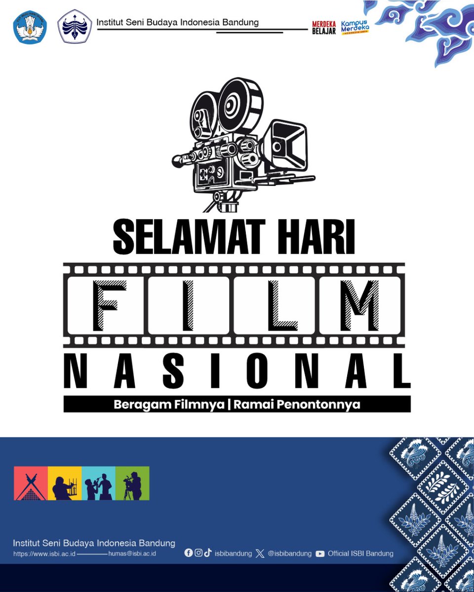 isbibandung's tweet photo. Keluarga Besar Institut Seni Budaya Indonesia (ISBI) Bandung Mengucapkan

Selamat Hari Film Nasional
30 Maret 2024

"Beragam Filmnya! Ramai Penontonnya!"

Jadikan film Indonesia sebagai pagar budaya bangsa!

Salam Seni dan Budaya!

#ISBIBandung #HariFilmNasional2024 https://t.co/LwXjiEnuzU