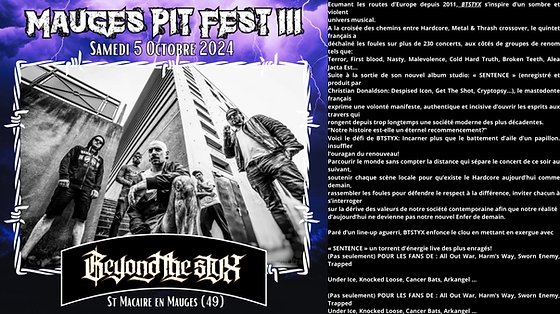 #maugespitfest III le 5 octobre 2024 a #sevremoine avec @beyondtheStyx de @villedetours #festival #metal #hardcore billetterie ouverte sur @helloasso