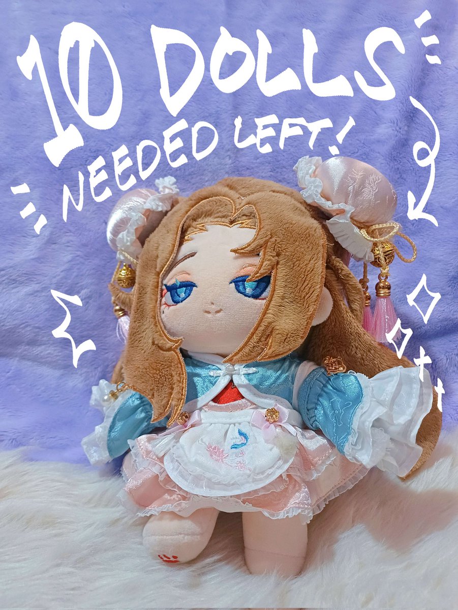 Only 10 dolls needed to fill the minimum order quantity! I'll be announcing stretch goals such as another keychain or clothing patches!