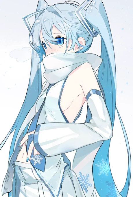 リクエストいただいた雪ミク2011ちゃんミトンとイヤーカフを回収されて寒いのにおへそ見せてくれる 