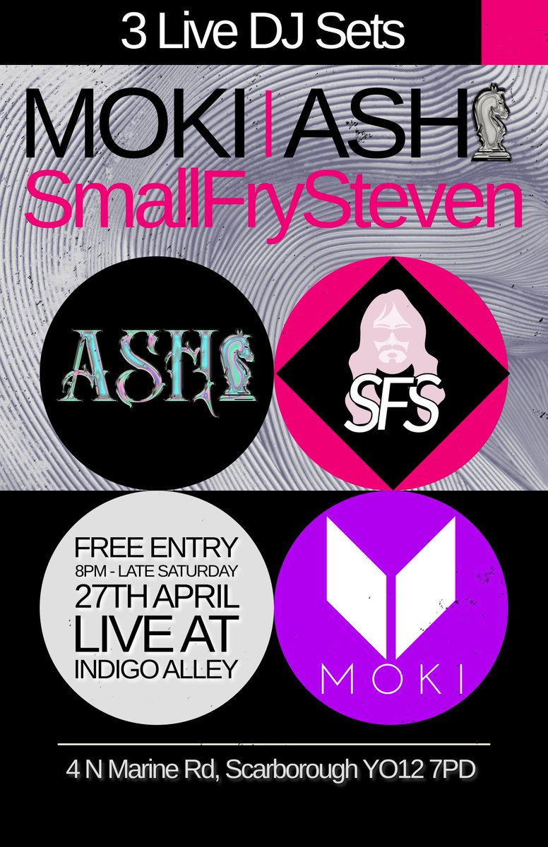What is up trash gang. Kicking off the new alias with a bang I'm playing at Indigo Alley on the 27th! 
<a href="/Moki_Music/">REDACTED</a> and <a href="/SmallFry_Steven/">SmallFrySteven 🤙</a> are gonna be there too.