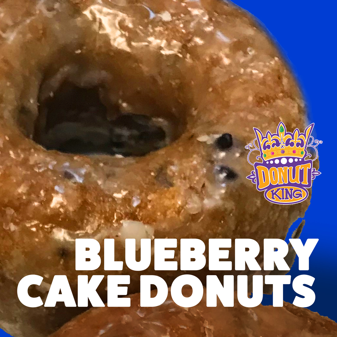 Satisfy your sweet tooth with our Blueberry Cake donuts! #blueberrydonuts #donuts #donutkingkc #kansascitymissouri #letseatsomedonuts  #specialtydonuts