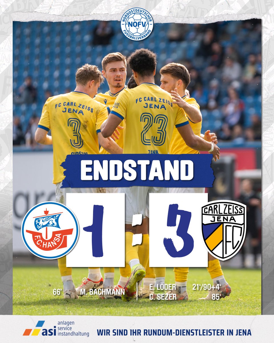 fccarlzeissjena's tweet photo. 𝐄𝐍𝐃𝐒𝐓𝐀𝐍𝐃
Durch den Elfmeter von Cemal Sezer konnten wir den
zwischenzeitlichen Gegentreffer wieder wettmachen.
Mit dem Schlusspfiff macht Elias Löder noch das
dritte Tor für unseren FCC.
#FCC #MehrAlsFussball #fccarlzeissjena #FCHFCC #regionalliga #regionalliganordost https://t.co/qZmW4QALzt