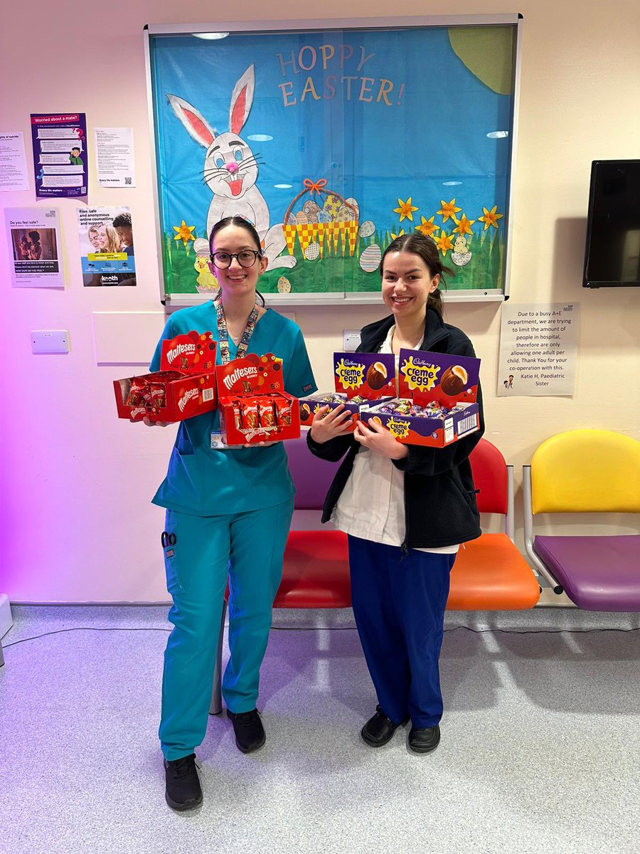 Big thank you to @andrewcproperty for donating lots of creme eggs and malteser bunny’s for children who need to visit the Emergency Department this weekend! 🐣 @NCICNHS
