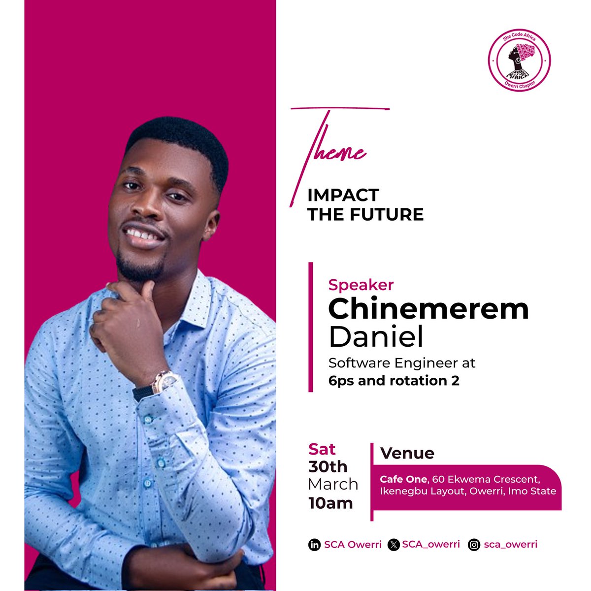 SCA_owerri's tweet photo. Meet our third speaker;

Daniel, a skilled Full-Stack Developer, with a passion for community engagement, he served as Co-Convener for Linkedin Local Owerri and Ambassador for Microsoft, mentoring students and promoting tech education. 

#SCAOwerriChapter #InternationalWomensDay https://t.co/DfBm6GBqiP