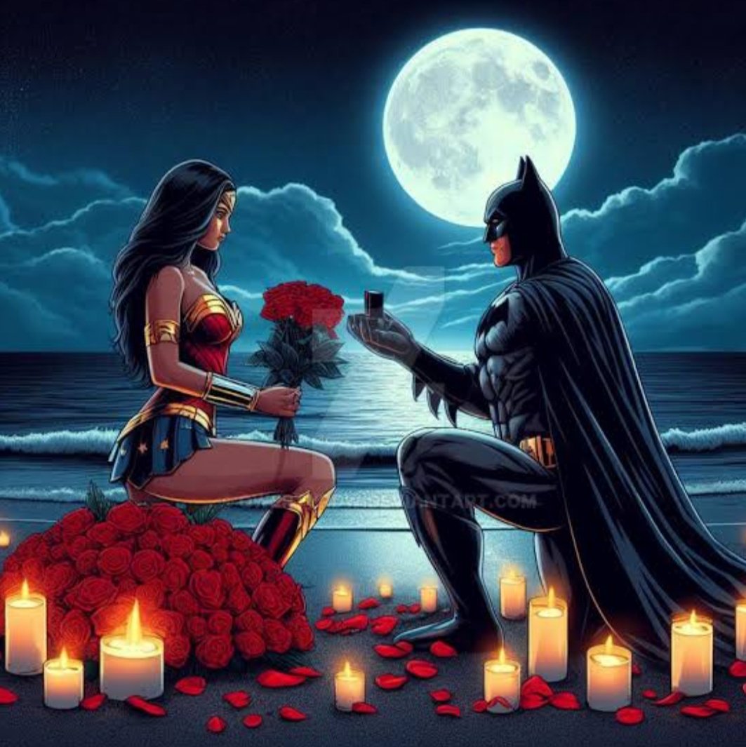 In Gotham's gloom, where shadows reign, A love blooms bright, a heart's domain. Dark Knight and Amazon, hand in hand, Their destinies entwined, a promised land. With strength and courage, they conquer strife, A love heroic, a wondrous life. #Batman #WonderWoman #WonderBat