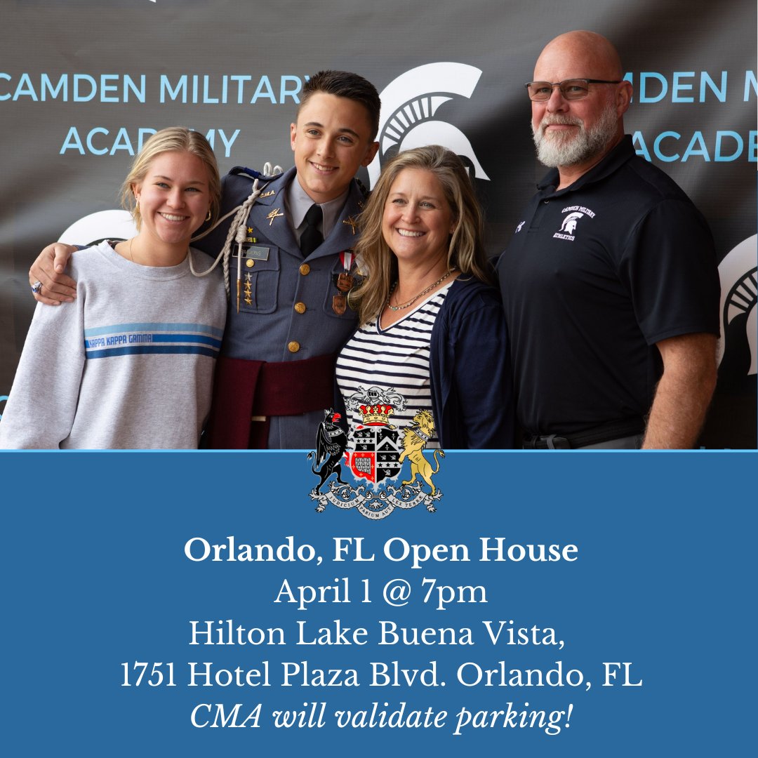Don't forget, we will be in Orlando on Monday, April 1 for an Open House! It is not too late to RSVP! #camdenmilitary #openhouse camdenmilitary.wufoo.com/forms/p107dw99…