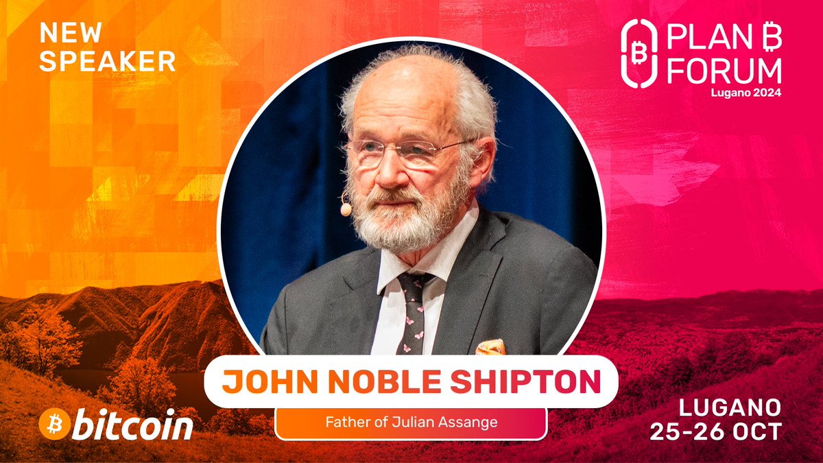 📣🚨 NEW SPEAKER ANNOUNCEMENT 💥 Father of #JulianAssange John Noble Shipton will be a speaker at Plan ₿ Forum 2024! Don’t miss the event of the year in Lugano, October 25-26! 🇨🇭 Get your ticket now! 👉 planb.lugano.ch/planb-forum/ #LuganoPlanB #bitcoin