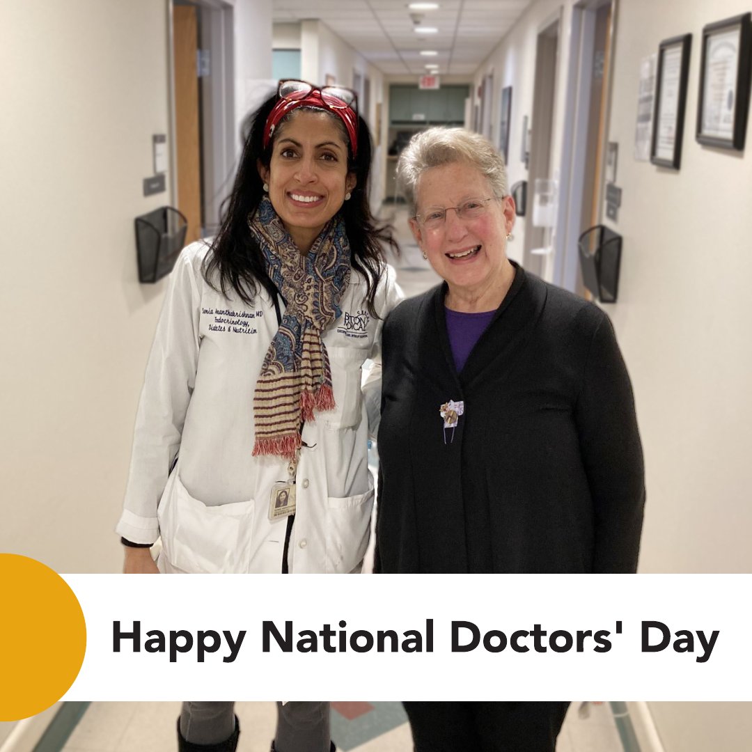 Happy #NationalDoctorsDay! Thank you to all of you who sent a note of thanks to #BMC physicians like Sonia Ananthakrishnan, MD, pictured (left) with long-time grateful patient and BMC supporter Joan. See your messages: bit.ly/43yXW7q