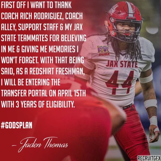 Thank You for memories Jacksonville State ❤️ Film Available/ 3 Years of Eligibility 🙏