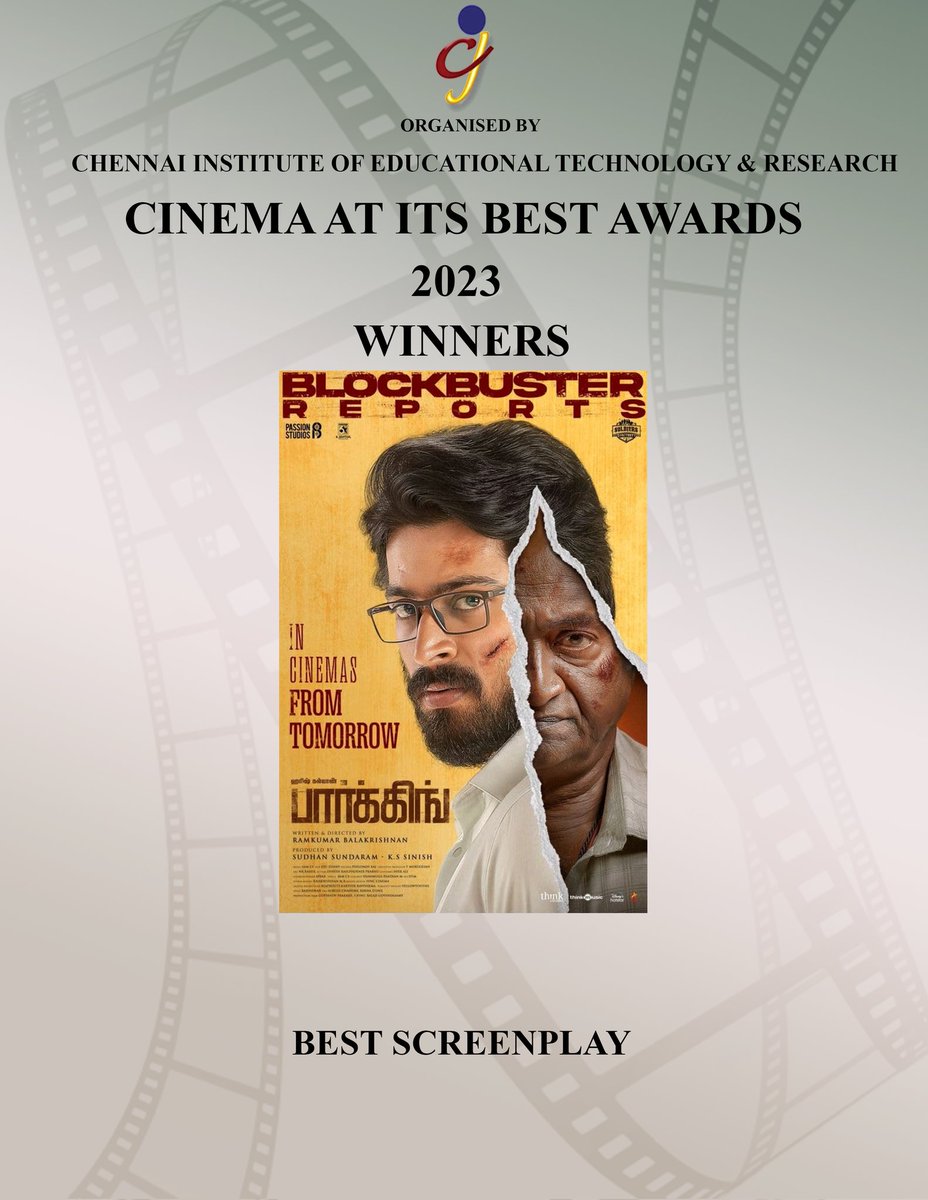 #Parking won 1 #CAIBAWARDS for #BESTSCREENPLAY Congrats to the Winner & the whole team. @ImRamkumar_B @iamharishkalyan @Actress_Indhuja @philoedit @SamCSmusic