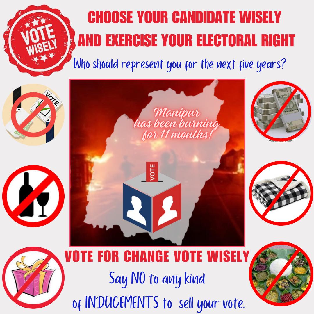 Dear candidates,
I want peace and normalcy in Manipur. How will you achieve that?
#MyVoteNot4Sale #ManipurDecides #AnoubaManipur #LokSabhaElection2024
<a href="/Bimol_Akoijam/">A. Bimol Akoijam</a>
<a href="/Maheshwarthouna/">Maheshwar Thounaojam</a>
<a href="/RK_Kaiku/">RK Kaiku</a>
<a href="/thbasantasingh/">Th Basanta Singh</a>