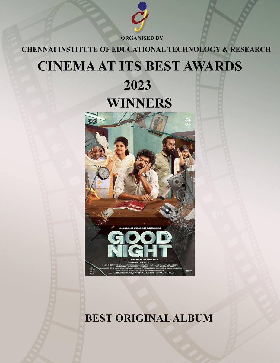 #GoidNight won 1 #CAIBAWARDS for #BESTORIGINALALBUM Congrats to the Winner & the whole team. @RSeanRoldan @imvinayakk @MillionOffl @Manikabali87 @Lyricist_Mohan