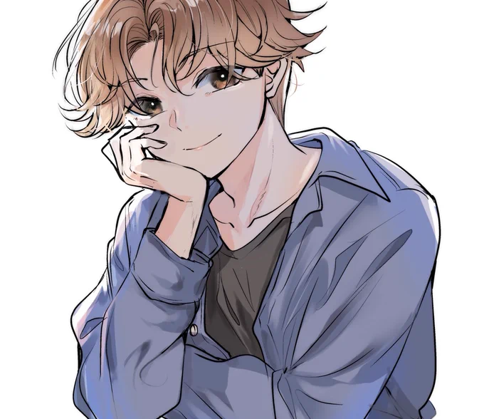 塗り練習用の絵なんですがそもそも頬杖付いてる絵が苦手すぎて線画が上手くいかなかった… 