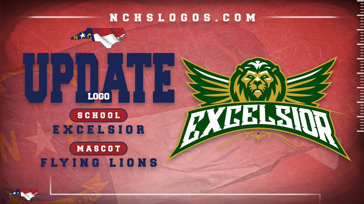 Today's #WeekendUpdate takes us to Durham County to➕ the Excelsior Flying Lions to our #NCHSLogos database 🟩🟨🦁 @ECAFlyingLions nchslogos.com/excelsior_flyi… #nchsfb #nchshoops