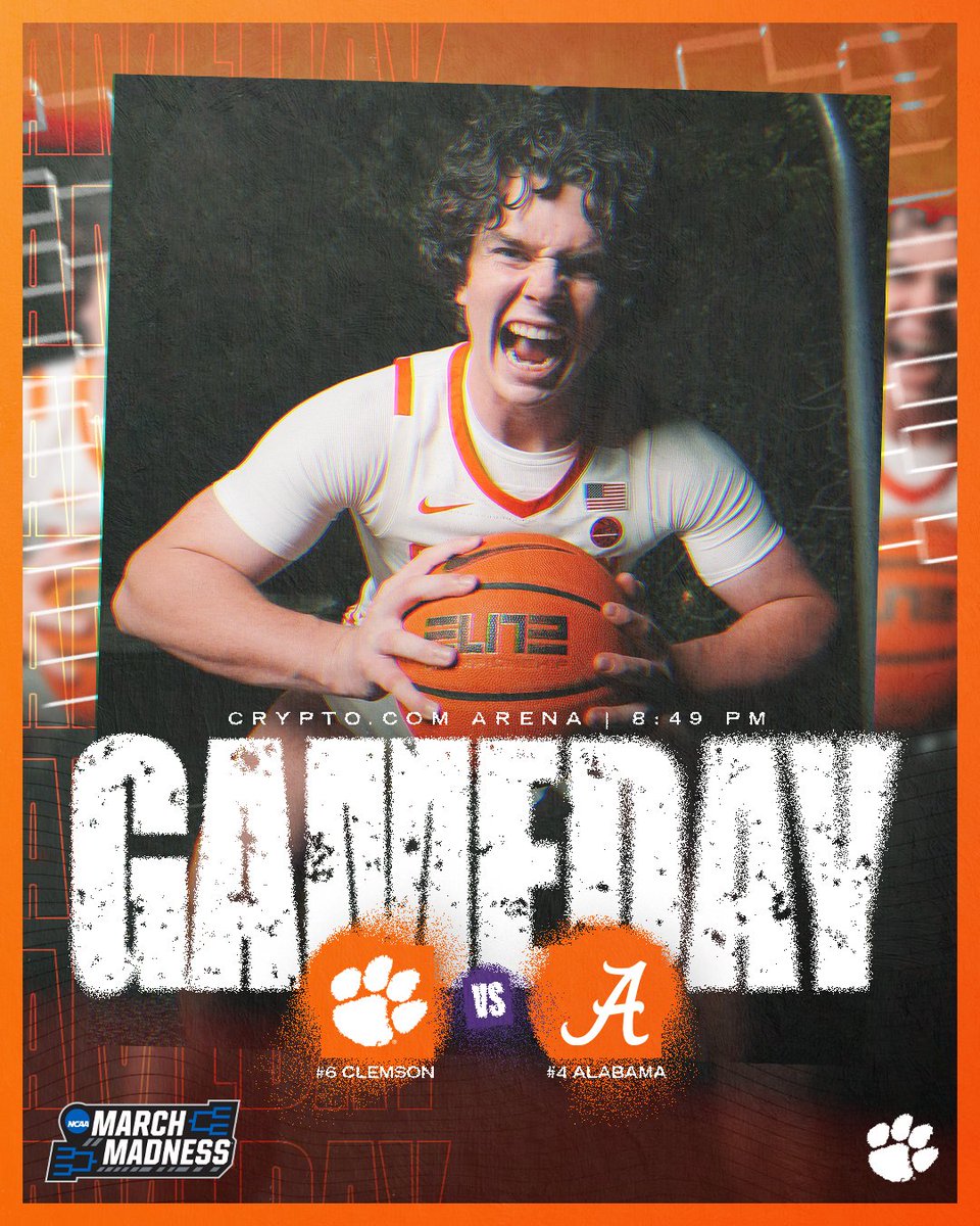 Dancin' again tonight in the City of Angels! #MarchMadness #ClemsonGRIT 🆚 Alabama 🕘 8:49 PM (ET) 📍Crypto.com Arena 📺 TBS 📻 Clemson Athletic Network