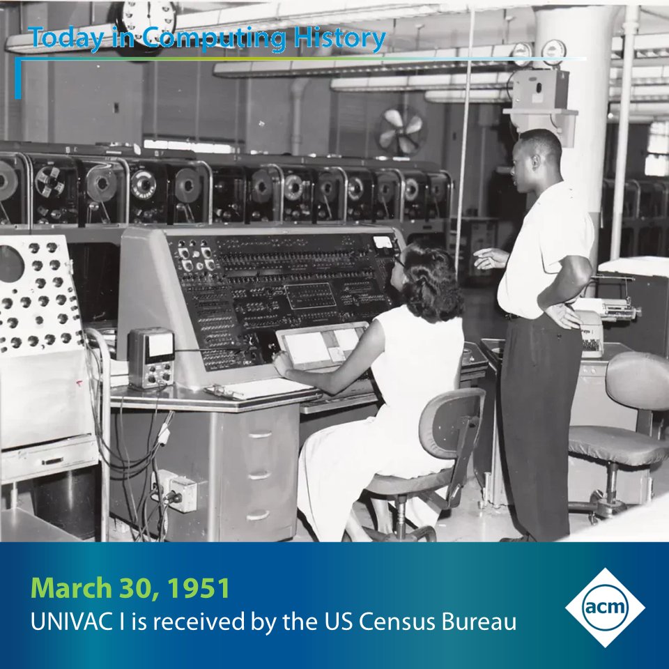 The first commercial general-use computer, #UNIVAC I was developed for the US Census Bureau and was delivered #OTD in 1951. Later next year it would be used to predict the result of the 1952 Presidential election. Learn about its troubled life here: bit.ly/3uSLQta