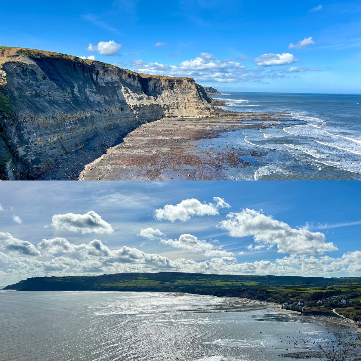 Robin Hood’s Bay towards Ravenscar (the sea wall of which always makes me think of Helms Deep) and Bay Ness Cliffs looking towards Whitby.