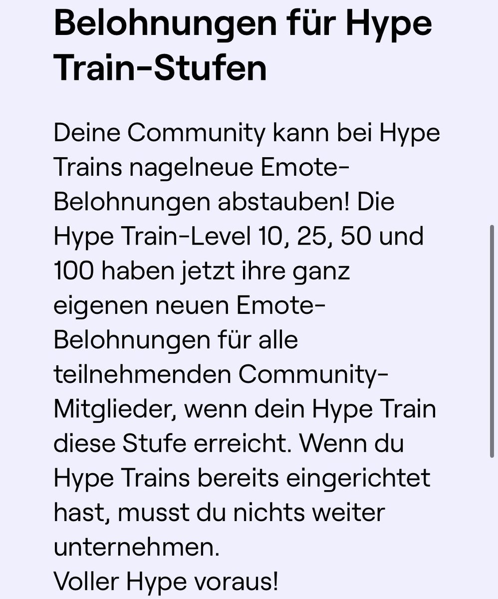 Neue Hype Train Emotes für Stufe 10, 25, 50 &amp; 100 👌
Tolle Neuigkeiten für 0,01% der Streamer 😂
Mal im Ernst wie viele Streamer haben Stufe 25, 50 oder gar Stufe 100 Hype Trains 🫣