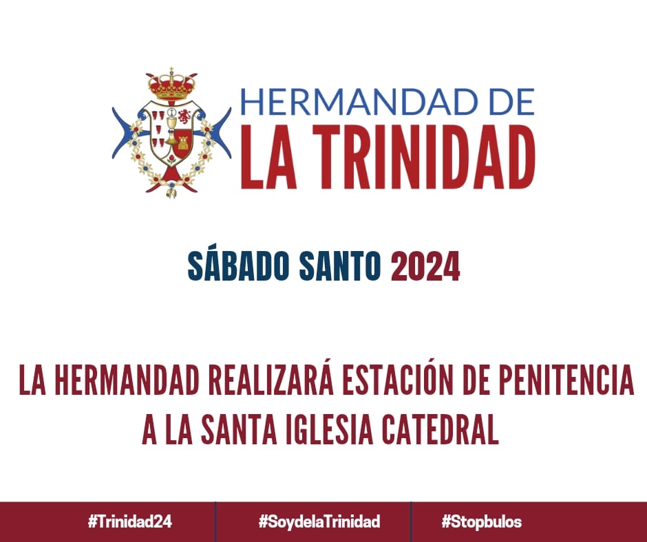🔴🔵 #𝗧𝗿𝗶𝗻𝗶𝗱𝗮𝗱𝟮𝟰 | COMUNICADO OFICIAL

La Junta de Gobierno reunida en Cabildo Extraordinario ha acordado realizar estación de penitencia a la SIC. 

#𝗦𝗼𝘆𝗱𝗲𝗹𝗮𝗧𝗿𝗶𝗻𝗶𝗱𝗮𝗱 #𝗦𝗦𝗮𝗻𝘁𝗮𝗦𝗲𝘃𝗶𝗹𝗹𝗮𝟮𝟰