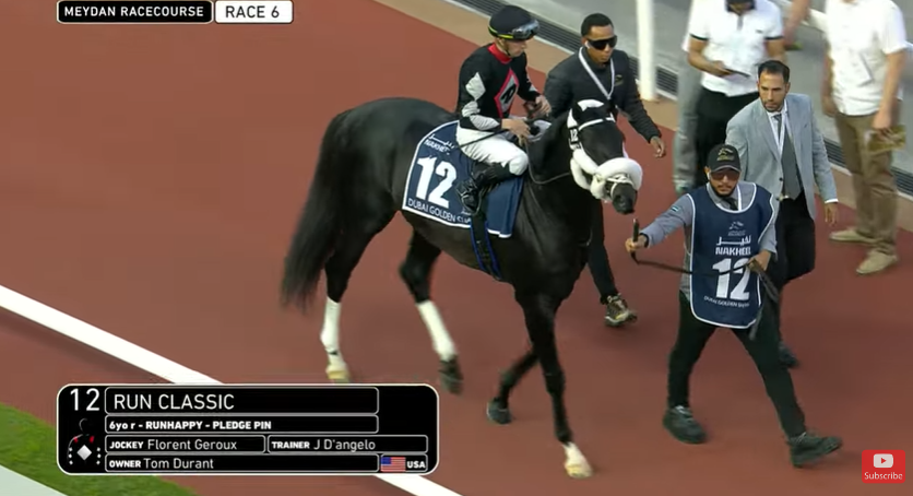 lotohipico's tweet photo. ¡Orgullo para #Venezuela!
El trainer @JFDAngelo al lado de su pupilo #RUNCLASSIC saliendo a la carrera.!!
6ta Carrera (Dubai Golden Shaheen-G1) 1.200m/arena. (US$ 2 millón).
@DerbyNoqueador
@GilbertOsuna
Foto: Racing Dubai You Tube. https://t.co/PJPa5rdbfB