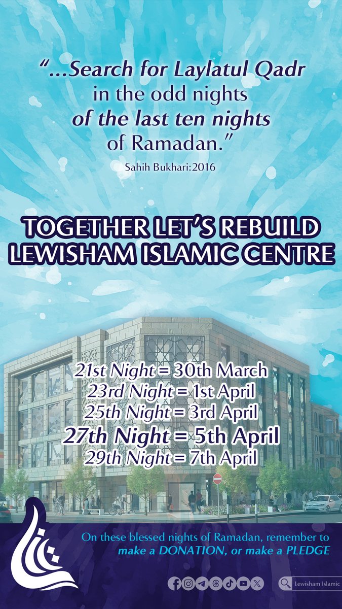 LewishamMosque's tweet photo. "The believer's shade on the Day of Resurrection will be his charity." (At-Tirmidhi:604)
Donate NOW to build YOUR new mosque: https://t.co/yxMsOCvPOg
#newmosque #LIC #DonateOrShare https://t.co/hrfCSKbZGD