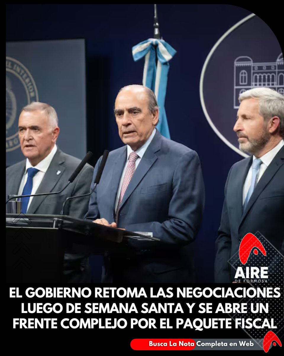 ⭕️TRAS SEMANA SANTA. La semana próxima se reactivarán las gestiones para avanzar con la ley Bases y con la iniciativa fiscal, los dos componentes del “preacuerdo” que, a su vez, puede abrir la compuerta al Pacto de Mayo que impulsa Javier Milei.

📌+Info en la web