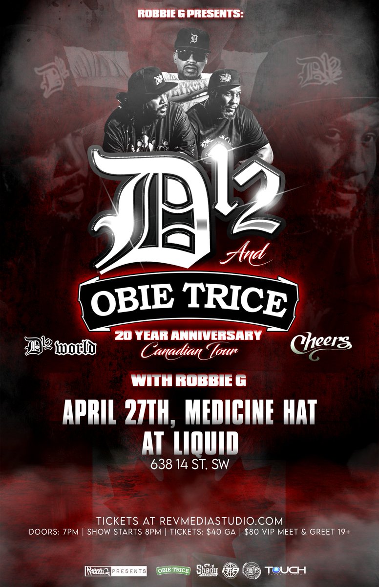 D12 and Obie Trice from the Eminem crew, with local Medicine Hat celeb rappers opening for them. #Alberta411 #medhat #medicinehat #obietrice #D12 #Eminem #rapmusic  #funinmedicinehat #watup #WhatsApp  #whatsup #robbieG #RG