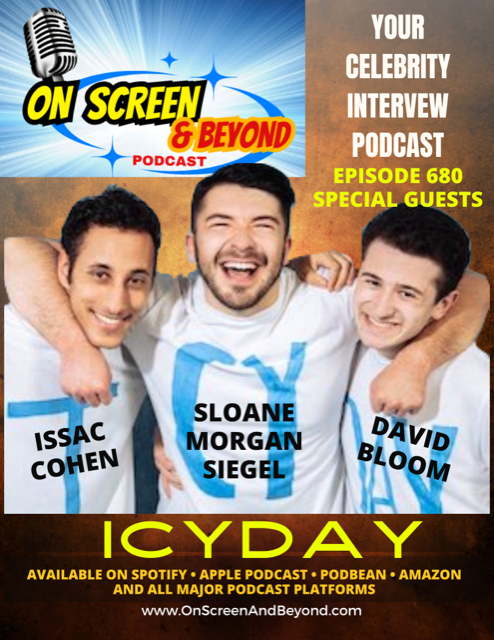 OnScreenNBeyond's tweet photo. On Screen &amp; Beyond guest 680, members of the band ICYDAY. Issac Cohan, @SloaneMorganSiegel &amp; David Bloom share how the band came to be,first 3 songs &amp; more. Listen at this link https://t.co/dhWKHVxmBx or on all podcast apps #icyday #newmusic2024 #celebrityinterviews @ICYDAYMUSIC https://t.co/UIX4JjKs8D