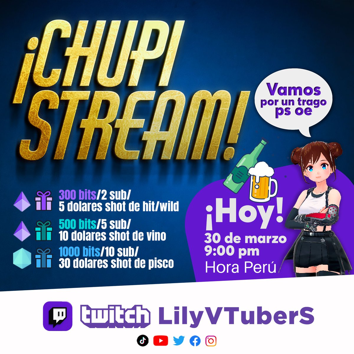 LilyVTuberS's tweet photo. Holiwis están invitados hoy 9:00pm en mi twitch para mi primer chupistream #vtuber #chupistream #VtuberES https://t.co/dsMQKVscAp