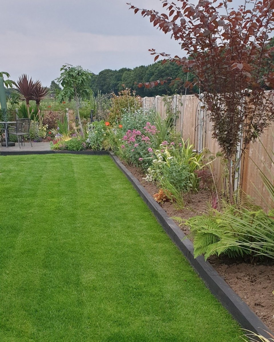 Lush lawn and colourful borders 💚🌼🌻 #LawnCare #LawnLovers