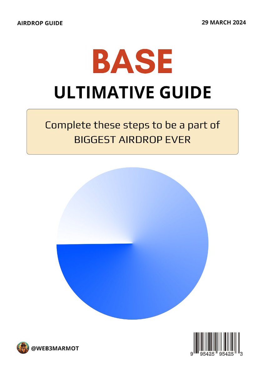 Web3Marmot's tweet photo. BASE IS SET TO BE BIGGEST AIRDROP EVER

Fastest growing ecosystem. $600 million investments. Made by Coinbase.
It's going to be epic.

Complete these steps to be eligible 🧵👇 https://t.co/HrKhNkzxEt