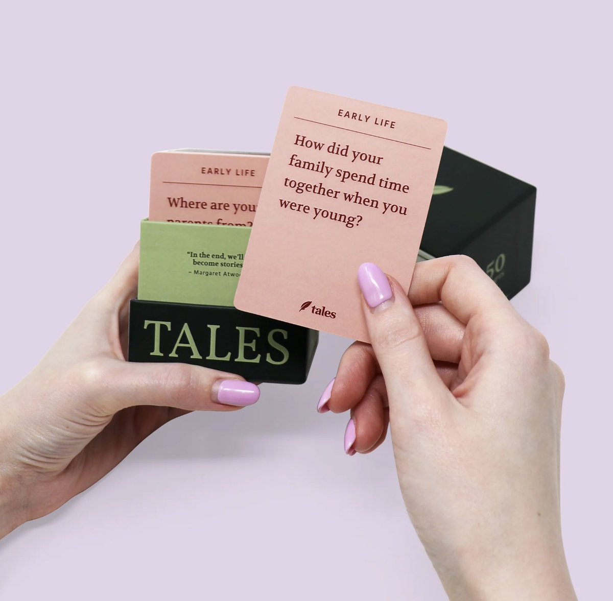 Not enough people talking about what @spencerrwise is building with his company Tales Launched in 2021 with podcast-for-hire service to interview your family members and create a private recording of their life memories Pivoted to this card deck of family-friendly icebreaker…