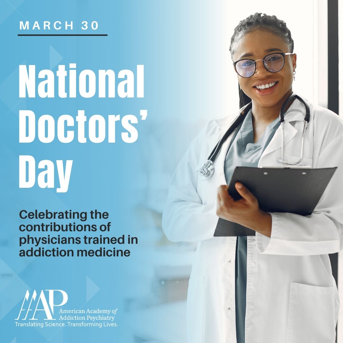 Happy National Doctors’ Day! AAAP thanks our members for being relentless advocates for individuals with substance use disorders and mental health disorders. Tag a colleague or peer to wish them a happy #NationalDoctorsDay ⬇️